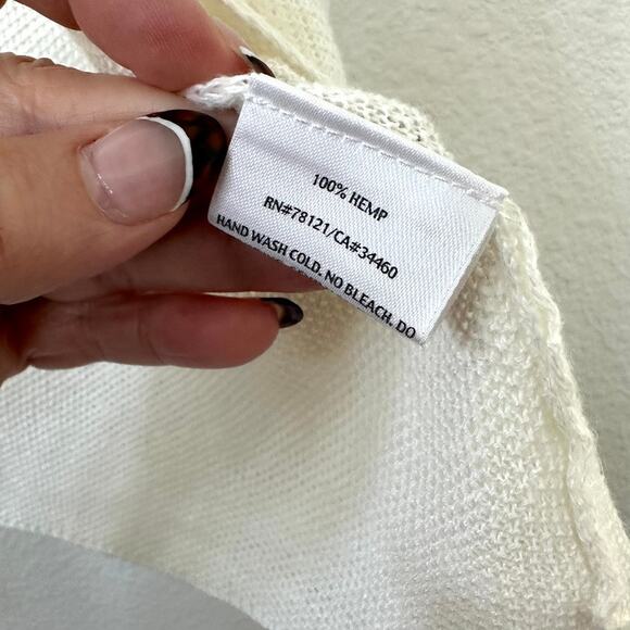 Eileen Fisher Open Front Cardigan Cream Short Sleeve Lightweight Hemp L Coastal - Picture 4 of 4